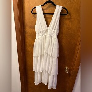 Lulu's White Layered Maxi Dress